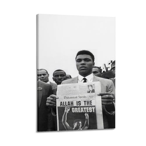 Krem Muhammad Ali-Poster, Wandkunst, Leinwand, Geschenk für Freunde, Schlafzimmer, Wohnzimmer, Dekoration, modern, ästhetisch, 30 x 45 cm, Rahmenstil von Krem