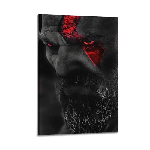 Krem Poster "God of War" auf Leinwand, Geschenk für Freunde, Schlafzimmer, Wohnzimmer, Dekoration, modern, ästhetisch, 50 x 75 cm, Rahmen-Stil von Krem