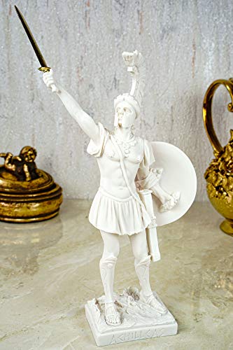 Kremers Schatzkiste Alabaster Figur Achilles 25 cm Skulptur Feldherr Krieger weiß Troja Peleus von Kremers Schatzkiste