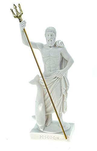 Kremers Schatzkiste Alabaster Figur Poseidon mit Dreizack Gott des Meeres 15 cm weiß Glück Meer von Kremers Schatzkiste