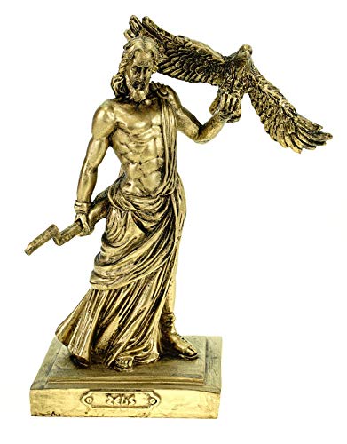 Kremers Schatzkiste Alabaster Figur Zeus der Göttervater Skulptur 18 cm Gold Gottheit von Kremers Schatzkiste