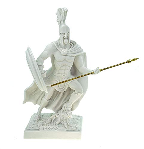 Kremers Schatzkiste Alabaster Leonidas mit Helm und Schild König von Sparta Figur Skulptur 22 cm weiß von Kremers Schatzkiste