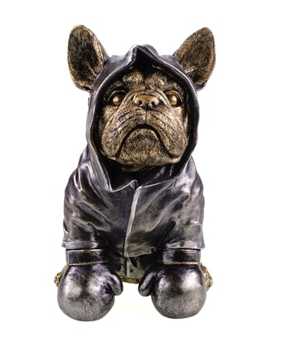 Kremers Schatzkiste Bulldogge als Boxer Figur Deko Skulptur Statue 26 x 23x15 cm - Handbemalte Polyresin Statue - Humorvolle Tierdekoration für Wohnzimmer und Büro - Blickfang für Hundefans von Kremers Schatzkiste