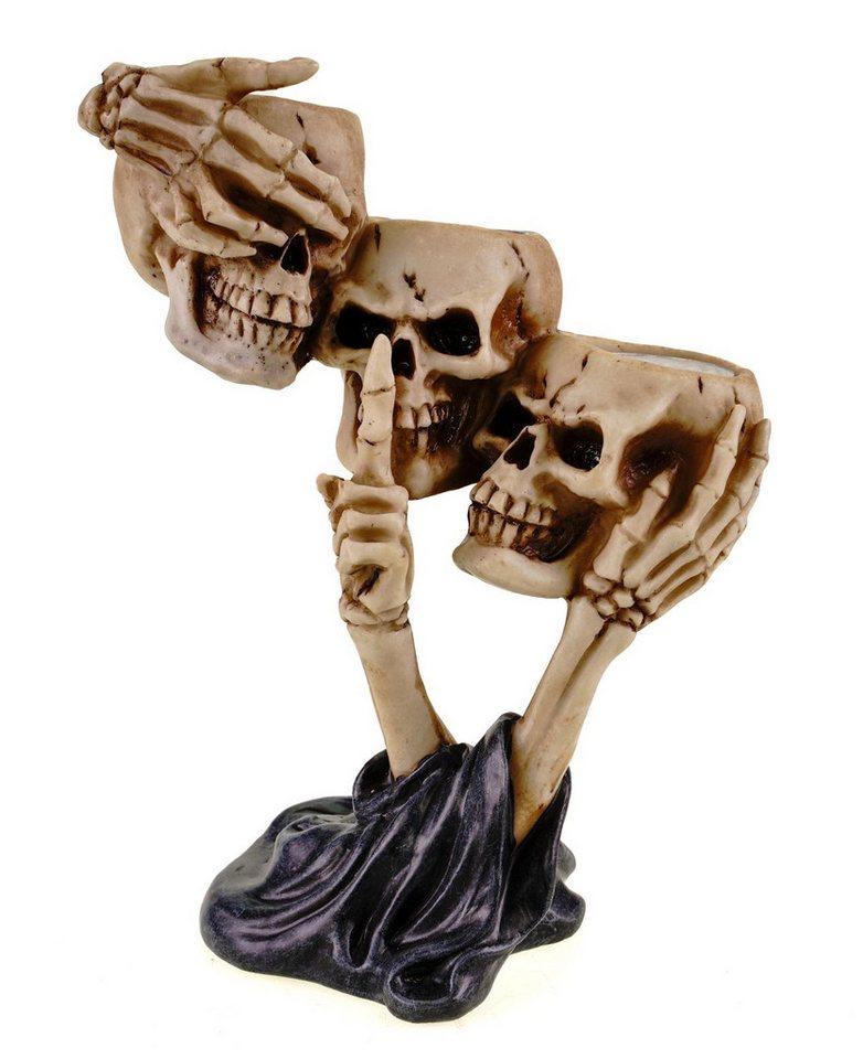 Kremers Schatzkiste Dekofigur 3-armiger Totenkopf Teelichthalter 20cm Gothic Dekoration Kerzenhalter Kremers Schatzkiste Dekofigur 3-armiger Totenkopf Teelichthalter 20cm Gothic Dekoration Kerzenhalter von Kremers Schatzkiste