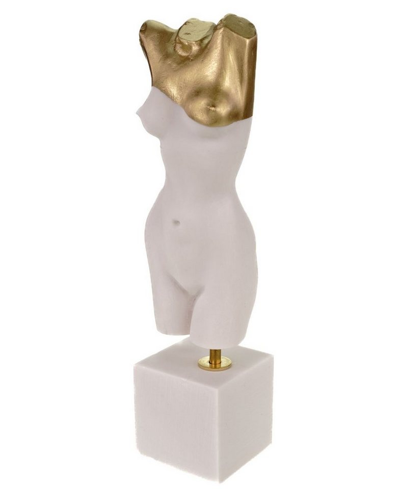 Kremers Schatzkiste Dekofigur Alabaster Akt Frauentorso Hingabe Skulptur 24 cm Kunst Art Liebe Figurine weiß/gold von Kremers Schatzkiste