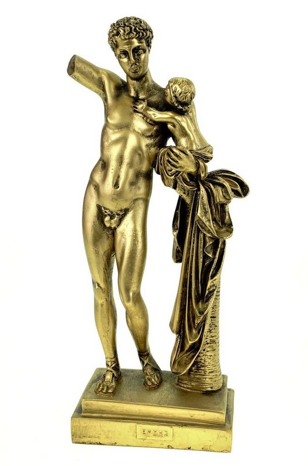 Kremers Schatzkiste Dekofigur Alabaster Deko Figur griechischer Gott Hermes 25 cm Skulptur gold von Kremers Schatzkiste