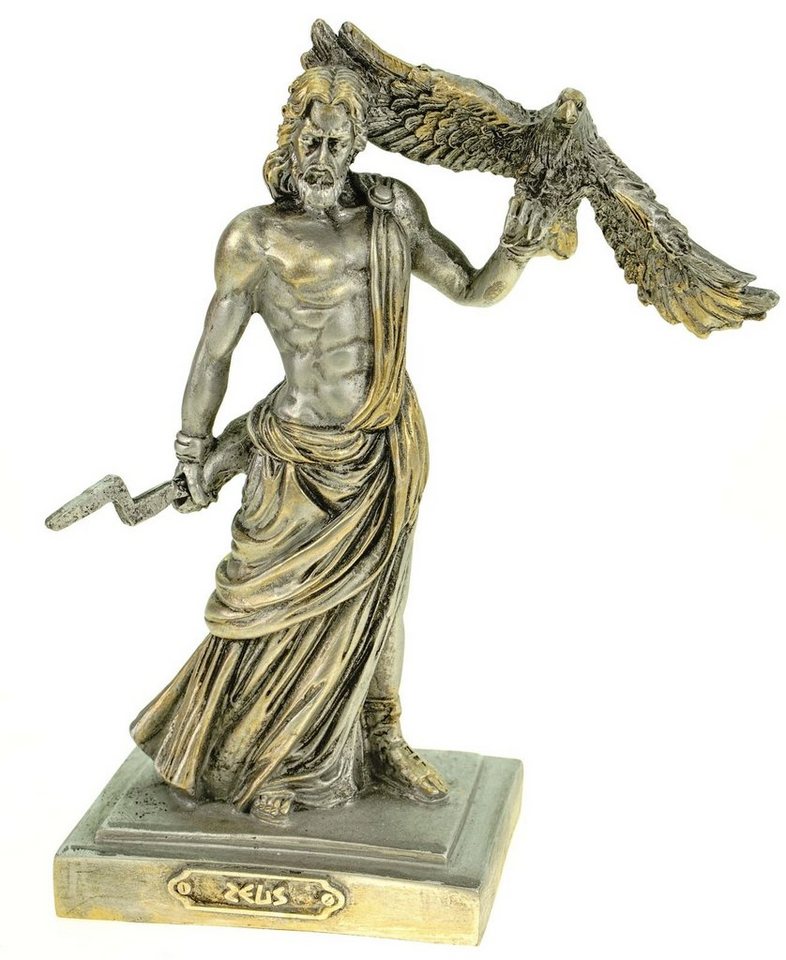 Kremers Schatzkiste Dekofigur Alabaster Figur Zeus der Göttervater Skulptur 18 cm silber Gottheit von Kremers Schatzkiste
