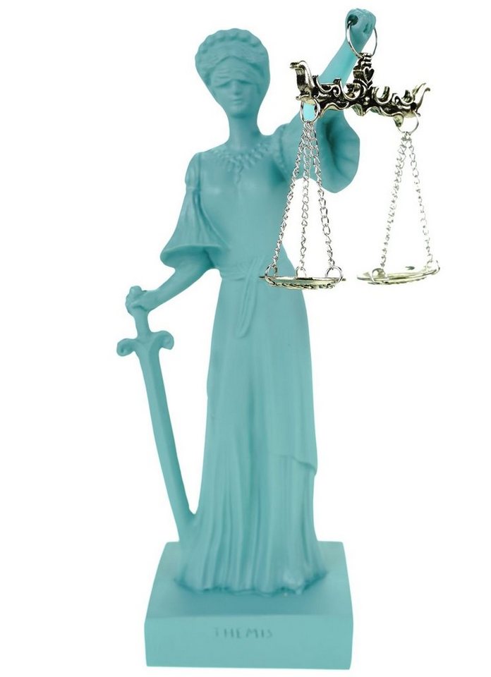 Kremers Schatzkiste Dekofigur Alabaster Justitia Göttin Figur Skulptur BGB Recht Gerechtigkeit 25 cm Türkis von Kremers Schatzkiste