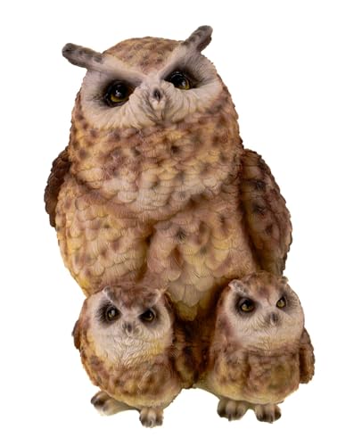 Kremers Schatzkiste Dekofigur Eule mit 2 Babys weiß - Skulptur 17 cm Deko Figur Vogel Geschenk Tier Polyresin Eulenfigur Uhu von Kremers Schatzkiste