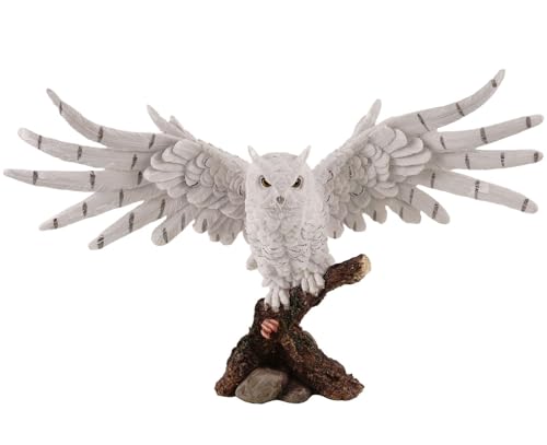 Kremers Schatzkiste Dekofigur Eule weiß Skulptur 38cm Deko Figur Vogel Geschenk Tier Polyresin Eulenfigur Uhu von Kremers Schatzkiste