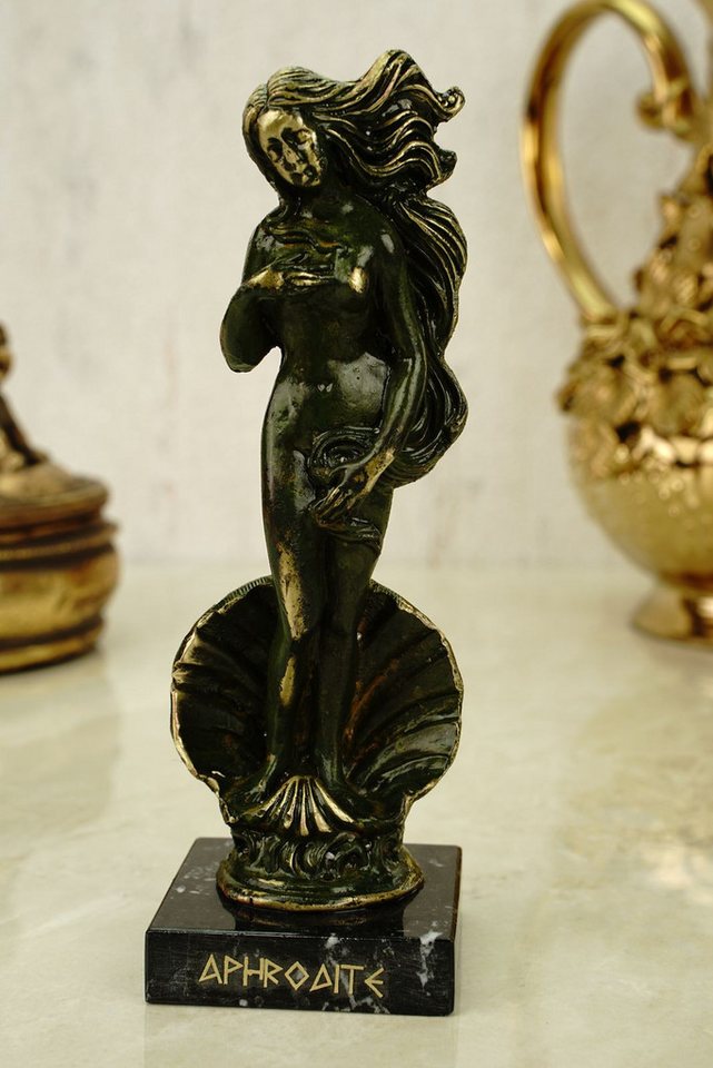 Kremers Schatzkiste Dekofigur Metall Figur Aphrodite nach Boticcelli 15 cm Patina Göttin der Liebe von Kremers Schatzkiste