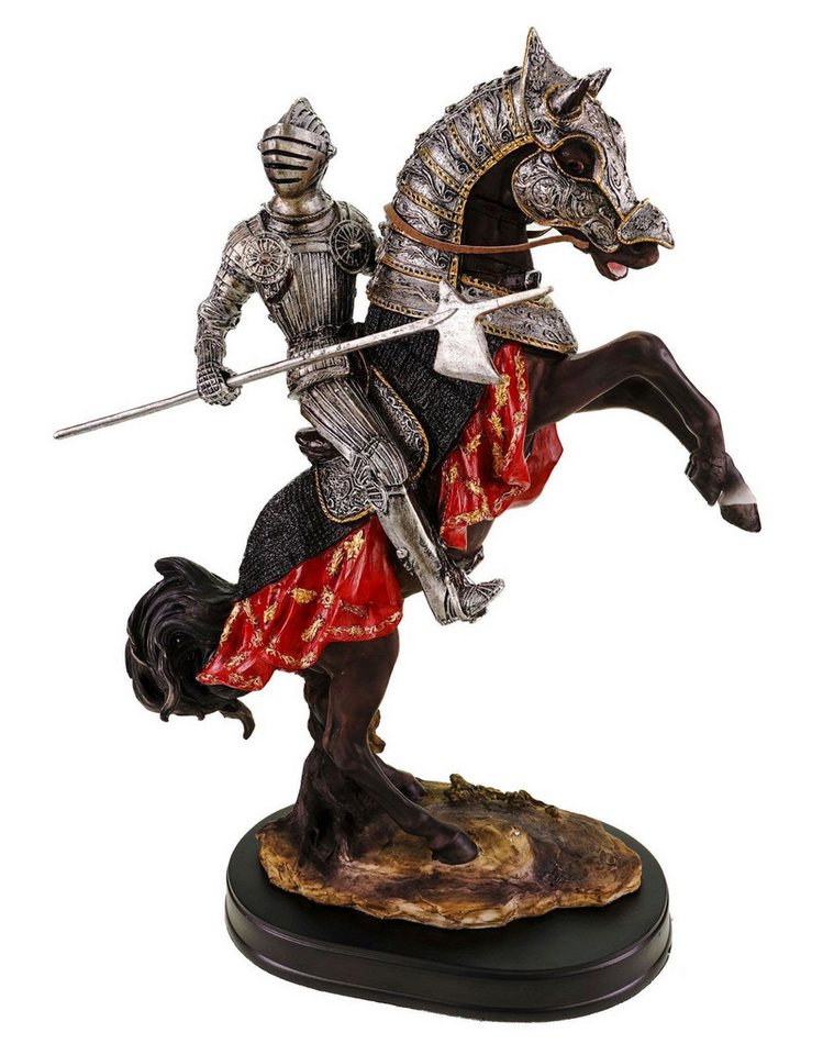 Kremers Schatzkiste Dekofigur XXL Ritterfigur auf Pferd mit Sockel - Polyresin Handbemalt 41cm von Kremers Schatzkiste
