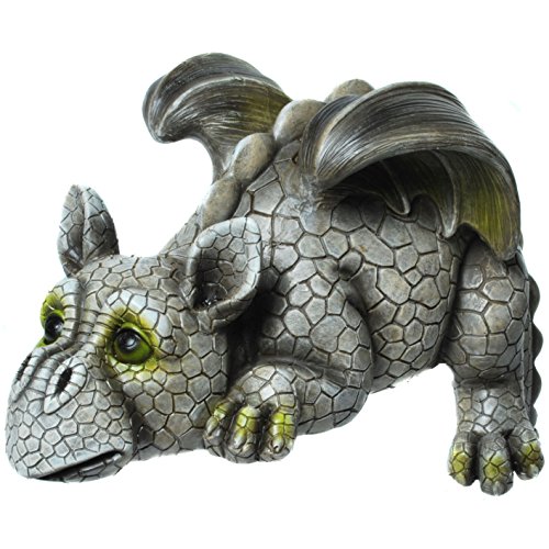 Kremers Schatzkiste Drachenkind Gartenfigur Polyresin Deko 27 cm Figur Skulptur mit Steineffekt für Außen Geschenkidee für Garten Terrasse und Balkon von Kremers Schatzkiste