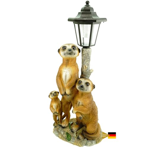 Kremers Schatzkiste Erdmännchen Familie mit Solarlaterne Figur Gartenfigur 51 cm Erdmännchenfamilie von Kremers Schatzkiste