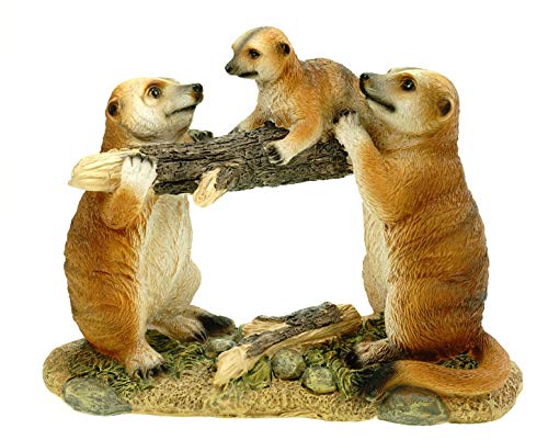 Kremers Schatzkiste Erdmännchenfamilie mit Kind Figur Gartenfigur 28 cm Meercat Tierfigur von Kremers Schatzkiste