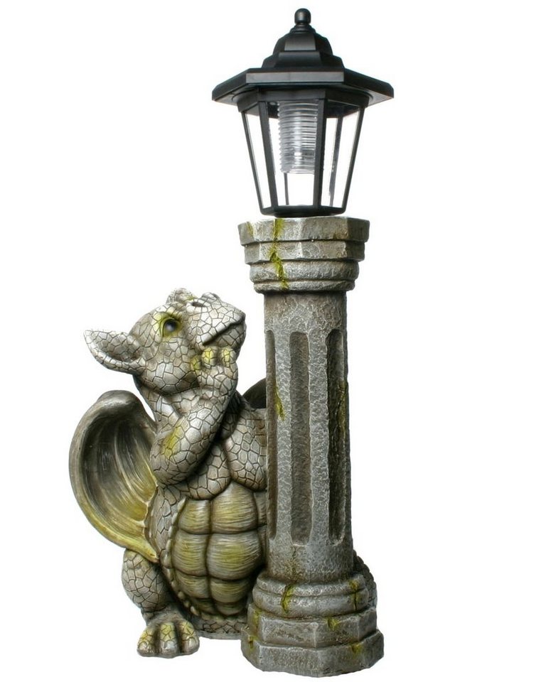 Kremers Schatzkiste Gartenfigur Drache mit Solar Laterne für den Garten Drachenkind von Kremers Schatzkiste