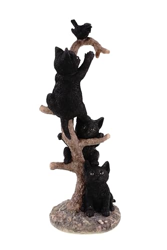 Kremers Schatzkiste Katzenfigur 3 Schwarze Katzen auf AST Handbemalt Deko 27 cm Polyresin Deko 27cm Gartenfigur Tierfigur Skulptur Geschenk Innen Außen Katzenliebhaber Sammlerstück Wetterfest von Kremers Schatzkiste
