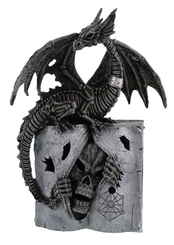 Kremers Schatzkiste Magischer Drache auf LED Buch aus Polyresin Mystisches Fantasy Deko 21x14x8 cm von Kremers Schatzkiste