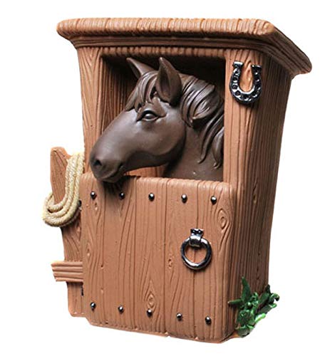 Kremers Schatzkiste Spardose Pferd im Stall Braun - 14 cm Sparschwein Sparkasse - Horse Kunststein Sparbüchse Reitsport Geschenk für Pferdeliebhaber Deko von Kremers Schatzkiste