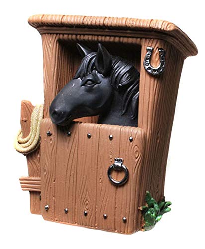 Kremers Schatzkiste Spardose Pferd im Stall Schwarz 14 cm Sparschwein Sparkasse - Horse Kunststein Sparbüchse Reitsport Geschenk für Pferdeliebhaber Deko von Kremers Schatzkiste