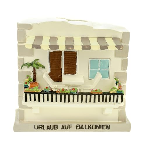 Kremers Schatzkiste Spardose Urlaub auf Balkonien - Dekorative Hausfront mit Balkon, Handarbeit aus Polyresin, Geschenkidee für Reiselustige von Kremers Schatzkiste