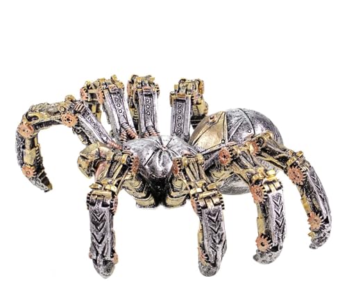 Kremers Schatzkiste Spinne Steampunk Figur Handbemalt 8x15x12cm Polyresin Statue mit Mechanischen Details - Fantasy Skulptur für Innendeko und Geschenkidee für Steampunk-Fans von Kremers Schatzkiste