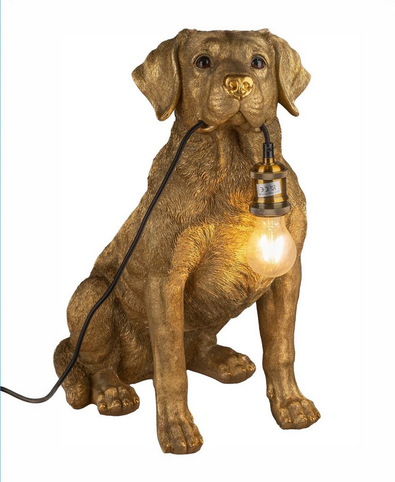 Kremers Schatzkiste Stehlampe XXL Labrador Hund 52 cm Antik-Gold Stimmungslampe Deko Figur von Kremers Schatzkiste