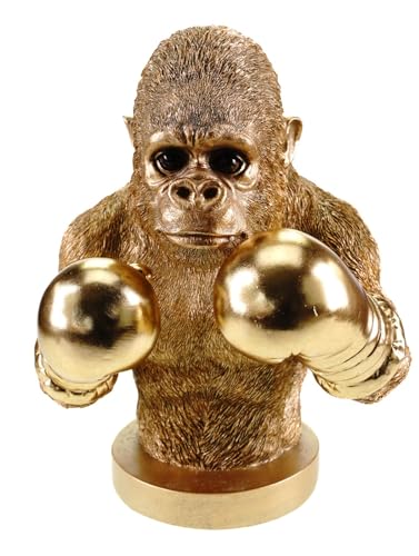 Kremers Schatzkiste XXL Dekofigur Gorillabüste Boxer mit Boxhandschuhen - 35 cm Figur Skulptur AFFE Affenfigur zum hinstellen von Kremers Schatzkiste