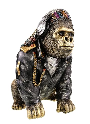 Kremers Schatzkiste XXL Gorilla Rasta Figur mit Kopfhörern I Bunte Deko Skulptur I Handbemalt I Polyresin I 32x27x23 cm I 2,8 kg I Detailreiche Statue I Reggae Style I Wohnzimmer Dekoration Kremers Schatzkiste XXL Gorilla Rasta Figur mit Kopfhörern I Bunte Deko Skulptur I Handbemalt I Polyresin I 32x27x23 cm I 2,8 kg I Detailreiche Statue I Reggae Style I Wohnzimmer Dekoration von Kremers Schatzkiste