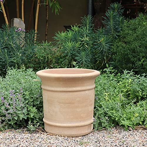 Kreta Keramik frostfester handgefertigter Terracotta Blumentopf, Pflanzkübel, Pflanzgefäß zum Bepflanzen für den Innen- und Außenbereich, Canna 33 cm von Kreta Keramik
