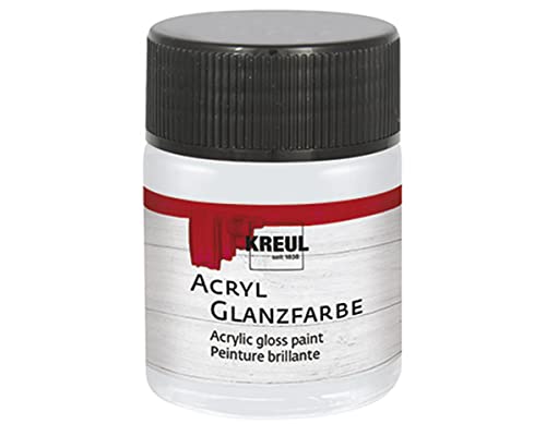 KREUL 79523 - Acryl Glanzfarbe, 50 ml Glas in hellgrau, glänzend-glatte Acrylfarbe zum Anmalen und Basteln, auf Wasserbasis, speichelecht, schnelltrocknend und deckend von Kreul