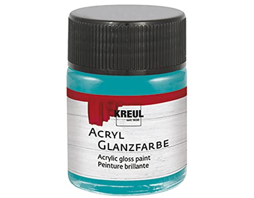 KREUL 79527 - Acryl Glanzfarbe, 50 ml Glas in türkis, glänzend-glatte Acrylfarbe zum Anmalen und Basteln, auf Wasserbasis, speichelecht, schnelltrocknend und deckend von Kreul