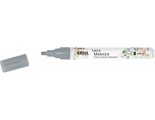 KREUL 47021 - Lackmalstift medium silber, mit Rundspitze Strichstärke 2 - 4 mm zum Gestalten, Beschriften und Verzieren von kleinen, originellen Präsenten von Kreul