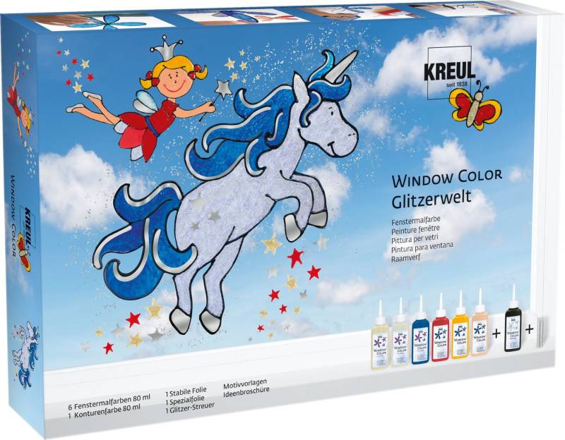 Kreul Fenstersticker Fenstermal-Set Window Color Glitzerwelt, Komplett-Set von Kreul