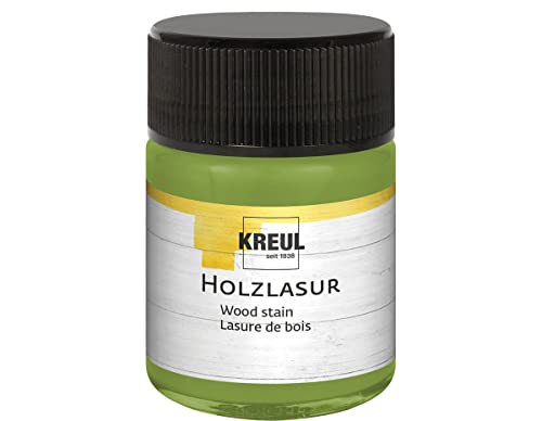 KREUL 78511 - Farbintensive Acryl Holzlasur, 50 ml Glas in pistazie, für unbehandeltes, natürliches Holz und saugende Naturpapiere, fließend - flüssige Farbe auf Wasserbasis von Kreul