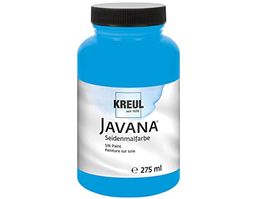 KREUL 8104-275 - Javana Seidenmalfarbe 275 ml, blau, hochpigmentierte und brillante Farbe auf Wasserbasis, mit fließend flüssigem Charakter, dringt tief in die Fasern ein von Kreul
