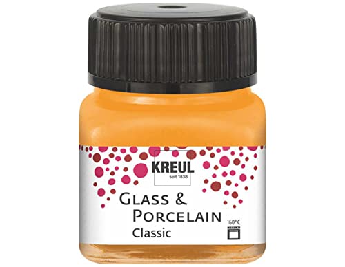 KREUL 16203 - Glass & Porcelain Classic orange, im 20 ml Glas, brillante Glas- und Porzellanmalfarbe auf Wasserbasis, schnelltrocknend, deckend von Kreul