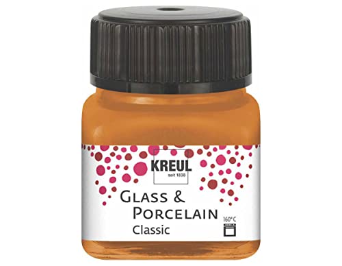 KREUL 16250 - Glass & Porcelain Classic metallic goldbronze, im 20 ml Glas, brillante Glas- und Porzellanmalfarbe auf Wasserbasis, schnelltrocknend, deckend von Kreul