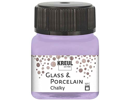 KREUL 16636 - Glass & Porcelain Chalky Sweet Lavender, 20 ml Glas, sanft - matte Glas- und Porzellanmalfarbe auf Wasserbasis, schnelltrocknend, deckend von Kreul