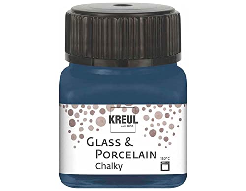 KREUL 16637 - Glass & Porcelain Chalky Navy Blue, 20 ml Glas, sanft - matte Glas- und Porzellanmalfarbe auf Wasserbasis, schnelltrocknend, deckend von Kreul