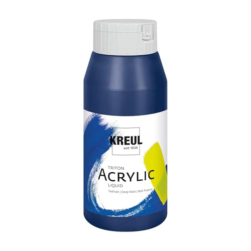 KREUL 17080 - Triton Acrylic Liquid Phthaloblau 750 ml, Hochwertige Künstler-Acrylfarbe in Studienqualität mit leicht fließendem Charakter, tiefmatt auftrocknend von Kreul