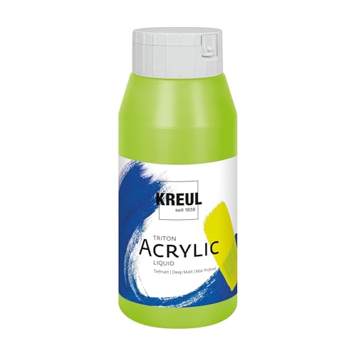 KREUL 17084 - Triton Acrylic Liquid Zinnobergrün 750 ml, Hochwertige Künstler-Acrylfarbe in Studienqualität mit leicht fließendem Charakter, tiefmatt auftrocknend von Kreul