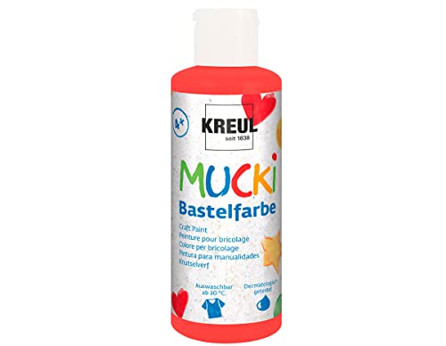 KREUL 24105 - Mucki Bastelfarbe für Kinder, 80 ml in rot, Kindermalfarbe auf Wasserbasis, parabenfrei, glutenfrei, laktosefrei und vegan, auswaschbar, vermalbar mit Pinsel und Schwamm KREUL 24105 - Mucki Bastelfarbe für Kinder, 80 ml in rot, Kindermalfarbe auf Wasserbasis, parabenfrei, glutenfrei, laktosefrei und vegan, auswaschbar, vermalbar mit Pinsel und Schwamm von Kreul