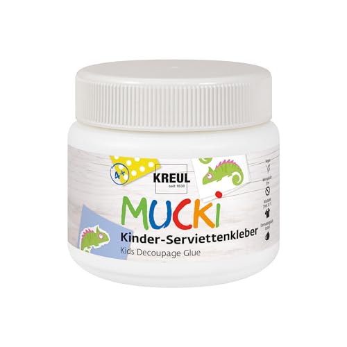 KREUL 24391 - MUCKI Kinder-Serviettenkleber 150 ml - Auswaschbarer Kinder-Spezialkleber für Serviettentechnik mit sensitiven Eigenschaften von Kreul