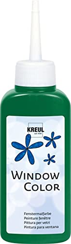 KREUL 42739 - Window Color dunkelgrün 80 ml, Fenstermalfarbe auf Wasserbasis, mit strukturierter Oberfläche, für Glas, Spiegel, Fliesen und andere glatte Flächen von Kreul