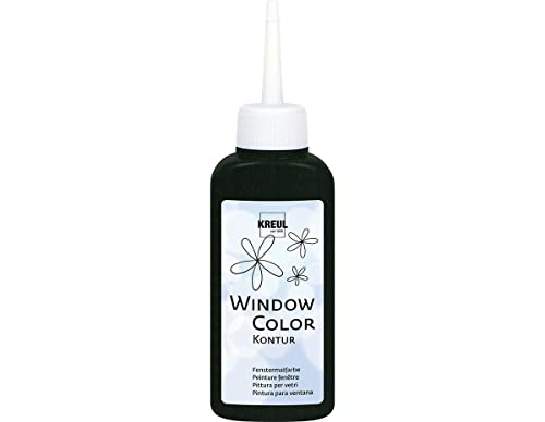 KREUL 42774 - Window Color Konturenfarbe, schwarz 80 ml, zur besseren Abgrenzung von Motiven, für glatte Oberflächen wie Glas, Spiegel und Fliesen von Kreul