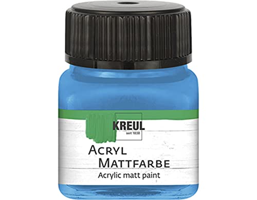 KREUL 75217 - Acryl Mattfarbe, hellblau im 20 ml Glas, cremig deckende, schnelltrocknende Farbe auf Wasserbasis, für viele verschiedene Untergründe geeignet von Kreul