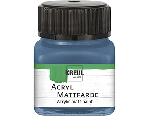 KREUL 75218 - Acryl Mattfarbe, stahlblau im 20 ml Glas, cremig deckende, schnelltrocknende Farbe auf Wasserbasis, für viele verschiedene Untergründe geeignet von Kreul