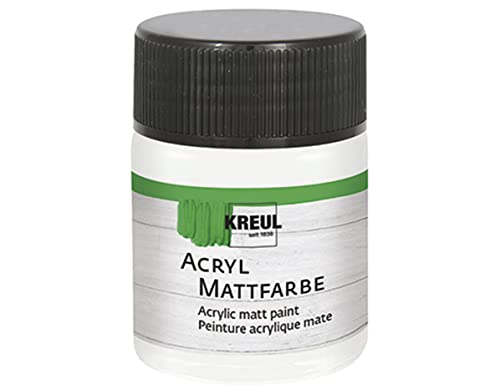 KREUL 75502 - Acryl Mattfarbe, pastellweiß im 50 ml Glas, cremig deckende, schnelltrocknende Farbe auf Wasserbasis, für viele verschiedene Untergründe geeignet von Kreul