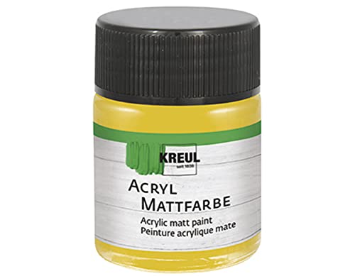 KREUL 75530 - Acryl Mattfarbe, gold im 50 ml Glas, cremig deckende, schnelltrocknende Farbe auf Wasserbasis, für viele verschiedene Untergründe geeignet von Kreul